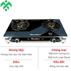 Bếp gas đôi Raiden RDB-2240 đầu đốt đồng, điếu inox hộp 304 không hoen rỉ